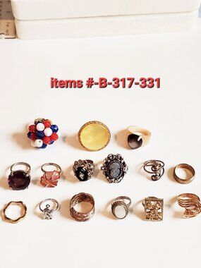 15 Rings, items # B- 317-331 ,. wt.104 grams.